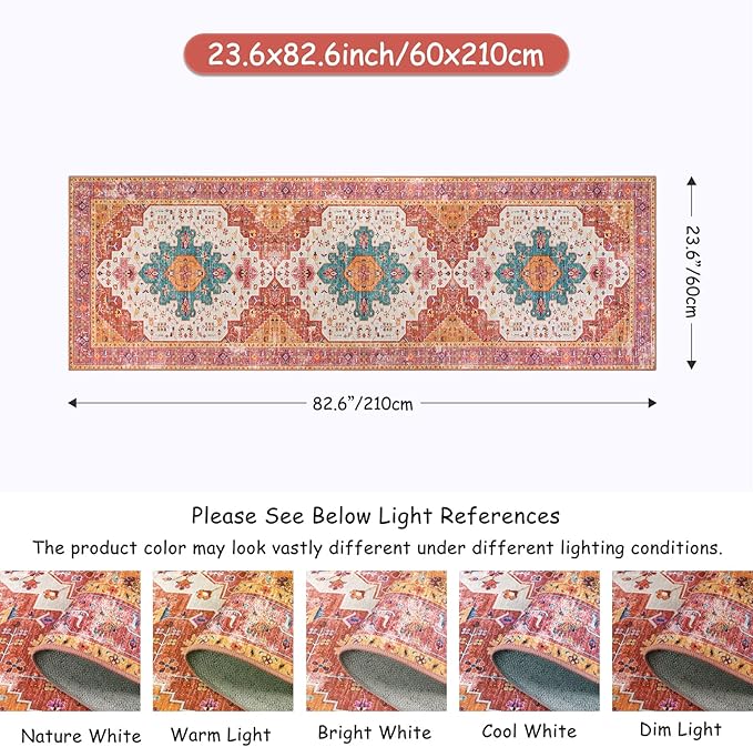 Moynesa Ultra-Thin Washable Pink Long Bathroom Rug - 2x7 Kitchen Carpet Runner, Non Skid Non Shedding Low Pile Bedroom Mat for Laundry Living Room Hall Foyer