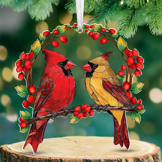 Sympathy Gifts for Loss of Loved One - Two Layer Wooden Cardinal Christmas Ornaments 2025 - Cardinal Gifts for Women Men, Bereavement Memorial Gift Ideas, Cardinals for Christmas Decorations