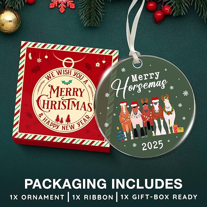Horse Gifts for Women - Horse Ornaments for Christmas Tree, Unique Cowgirl Gifts for Women, Acrylic Western Ornaments, for Horse Lovers & Girls