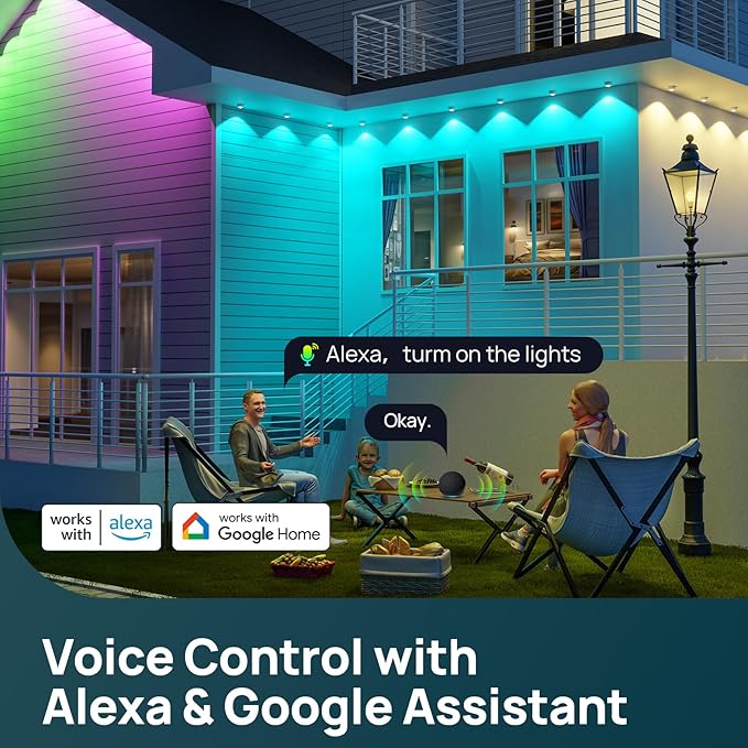 Linkind Permanent Outdoor Lights,100ft with 72 Triple-LED,AI Lighting,Smart RGBTW for Christmas Lights Outdoor,Christmas Decorations, IP67 Waterproof, Works with Alexa,Google Assistant