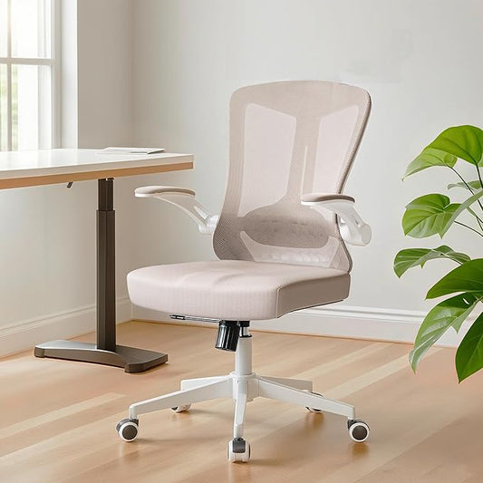 Ergonomic Office Chair - 400LB Comfy Desk Chairs with Adjustable Headrest and Lumbar Back Support, Mesh Computer Chairs with Wheels and Arms for Home Office, Study, Bedroom and Dorm (03khaki)