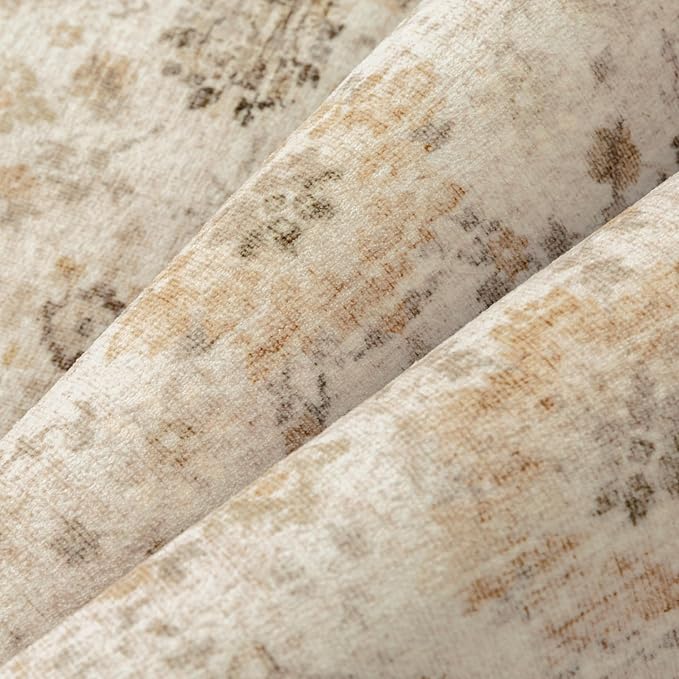 Beige 5x7 Area Rug Non Slip Vintage Living Room Distressed Machine Washable Carpet Retro Indoor Bedroom Floral Traditional Accent Throw Rug for Office Kitchen Dorm Dining Room