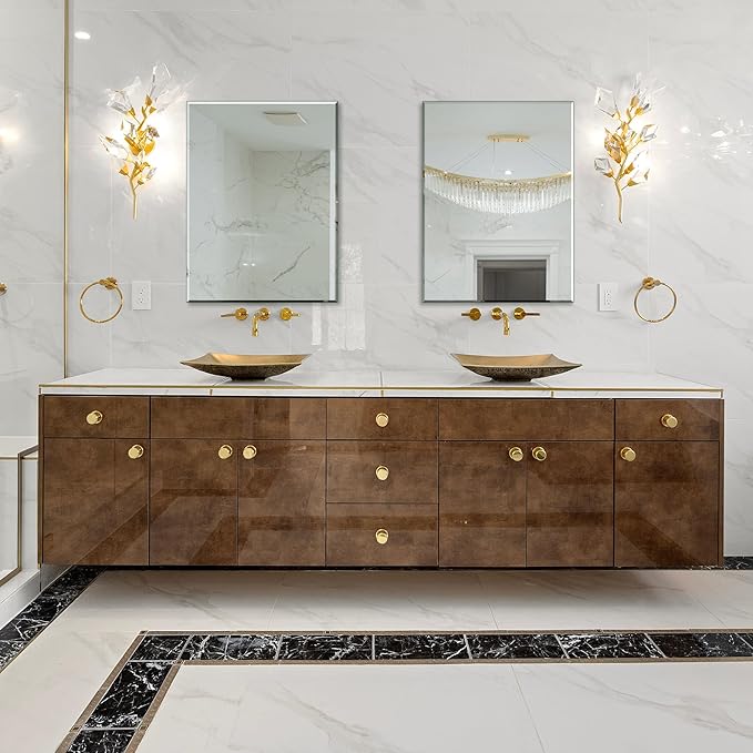 Ruomeng Wall Mirror Bathroom Mirrors for Wall 40" x 30", Frameless Rectangle Mirror with Beveled Edge Wall Mounted Mirror for Vanity and Entryway