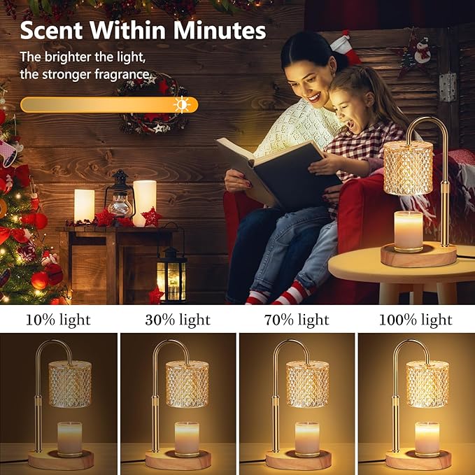 Electric Candle Lamp Warmer with Timer Dimmer Adjustable Height,Gifts for Women and Men,Vintage Home Decor