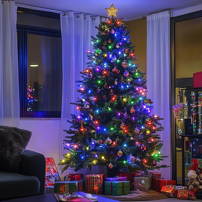 Kwaiffeo Multi Colored Christmas Lights, 100FT 300LED 8 Modes Connectable Colored Light for Xmas Tree Halloween Decorations Outdoor Indoor