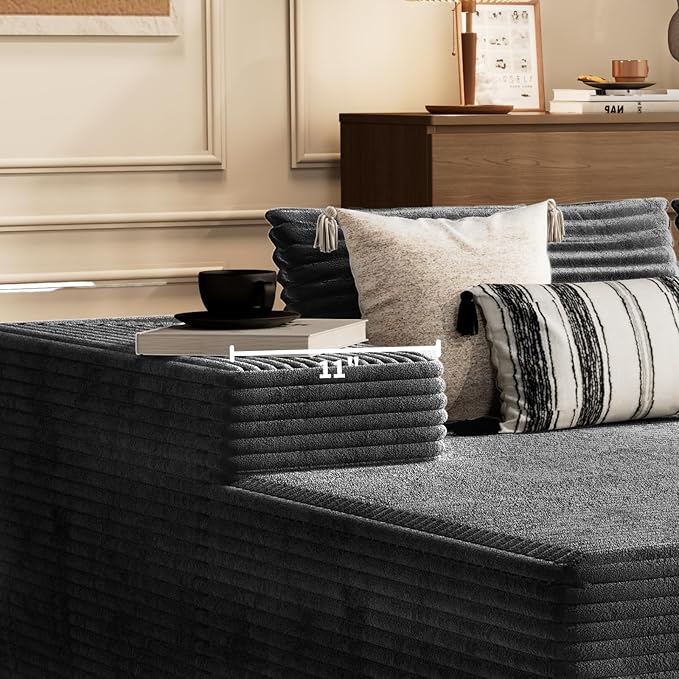 105.5" Modular Sectional Sofa L-Shape, Modular Cloud Sofa with Deep Seat for Living Room Bedroom, Upholstered Couches No Assembly Required (Gray Left Facing Chaise)