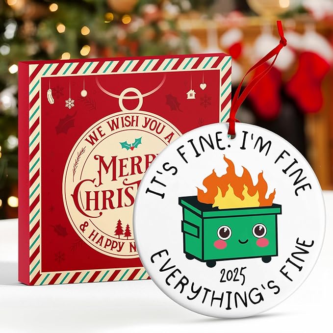 Dumpster Fire Ornament - Dumpster Fire Ornament for Christmas Tree - Ideal Dumpster Fire Gifts for Him and Her - Unique Decorative Ornaments for The Holiday Season - A Sentimental Reminder of 2025
