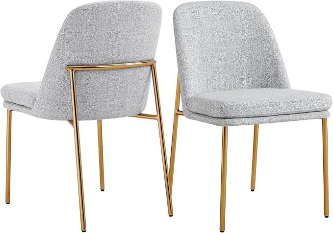 CHITA Modern Dining Chairs Set of 2, FSC Certified Metal Dining Chair for Dining Room, Light Gray