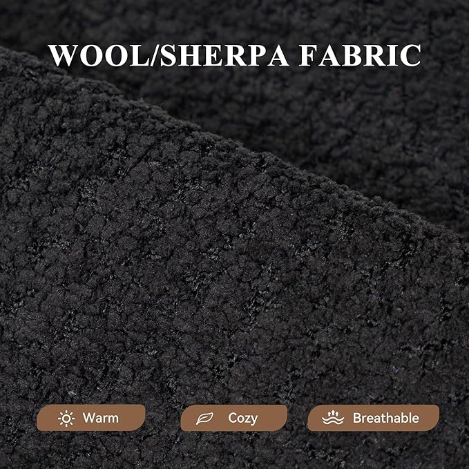 Modular Sectional Sofa with L-Shape Chaise,Cloud Sectional Modern Sleeper Couch with Deep Seat,Sponge Compression Sofas No Assembly Required (Black-Sherpa Fabric) 1PCS