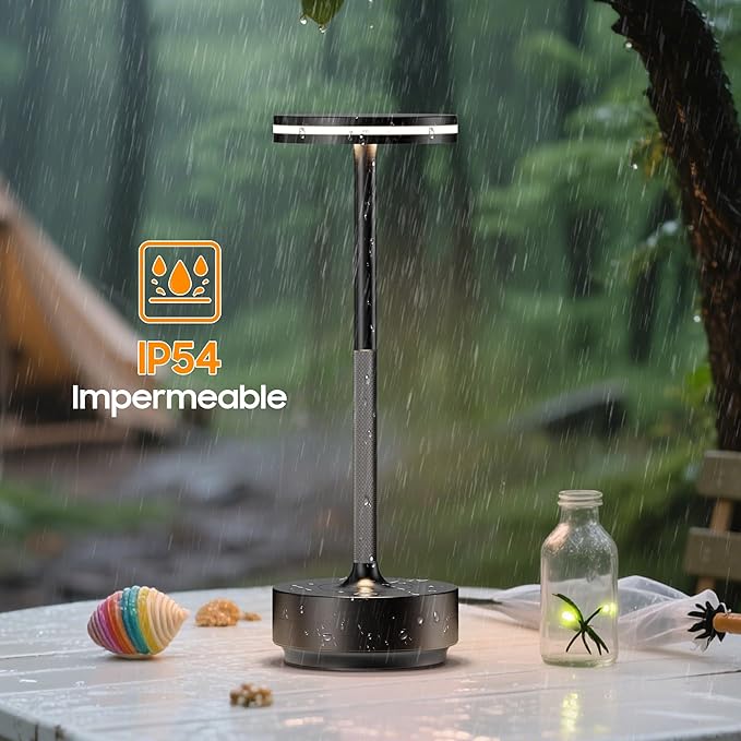 Hapfish Rechargeable Cordless Table Lamps, 5000mAh Battery Operated Lamp, 3 Color Modes, Dimmable, LED Table Lamps for Living Room,Outdoor, Dinner,Patio,Restaurant – Black