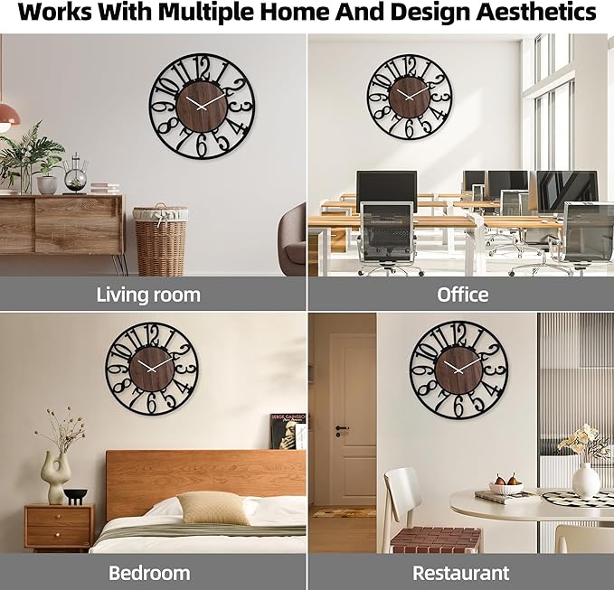 32 Inch Large Metal Wall Clock with Voice and Light Sensor Night Light, Glow in The Dark Non-Ticking Silent Battery Operated Decorative Oversized Wall Clock for Bedroom Living Room Decor