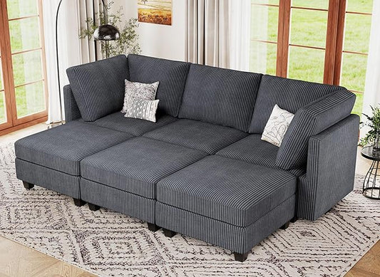 Belffin Modular Sectional Sofa Sectional Sleeper Sofa with Storages Sofa Bed Sectional Couches for Living Room (Dark Grey)