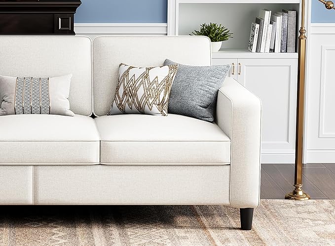 Sectional Sofas Couches for Living Room Convertible 3 Seater L Shaped Couch with Removable Storage Ottoman 78" Modern Linen Beige Sofa for Apartments Studios Dorms Small Spaces