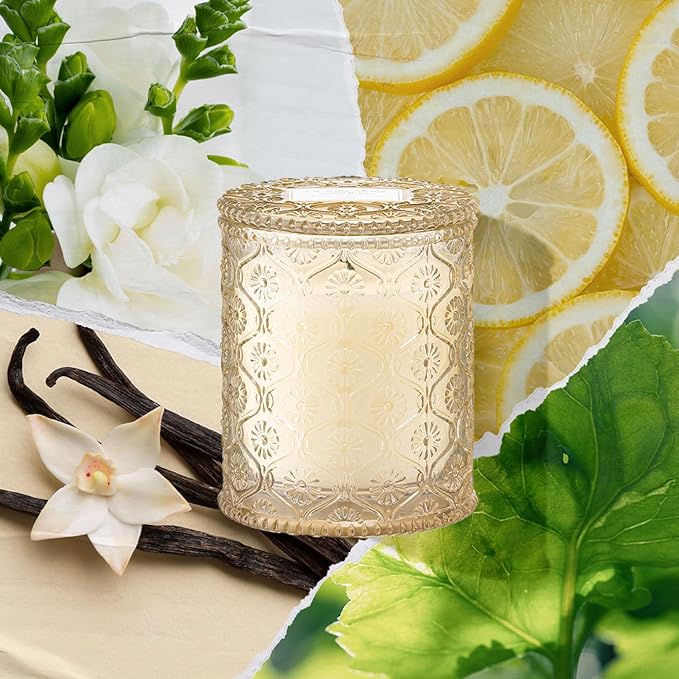 LA JOLIE MUSE Vanilla Bomb Candle | Vanilla, Lemon Zest & Patchouli | 6 oz Cotton Wick | Natural Soy Wax | 40 Hours Clean Burn | Gift-Ready for Hosts | Elegant Home Décor
