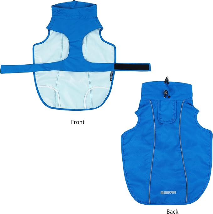 Waterproof Dog Raincoat with Reflective Strip, Adjustable Breathable Rain Coat Jacket with Leash Hole for Dogs (Blue, X-Large)