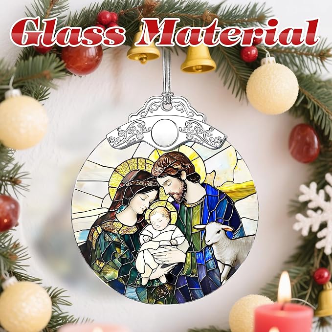 Stained Glass Ornament, Nativity Scene Christmas Ornaments, Christmas Hanging Decor & Holiday Ornament: Christian Home Decor; Exquisite Party Gifts for Christians, Christian Gift & Religious Gift