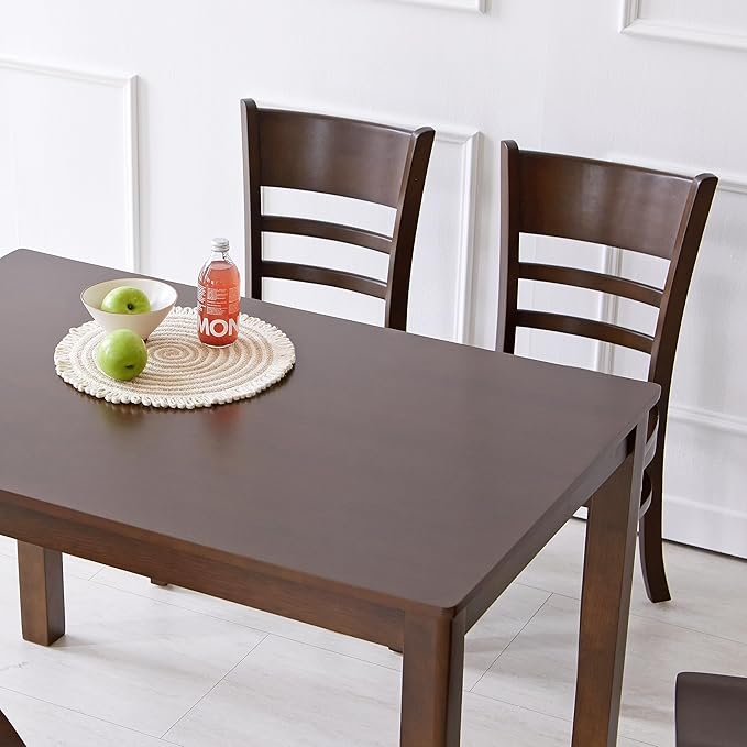 Livinia Cabin Wooden Dining Chairs Set of 2, Solid Malaysian Oak Wood Seat Ladder Back Armless Side Chairs (Walnut)