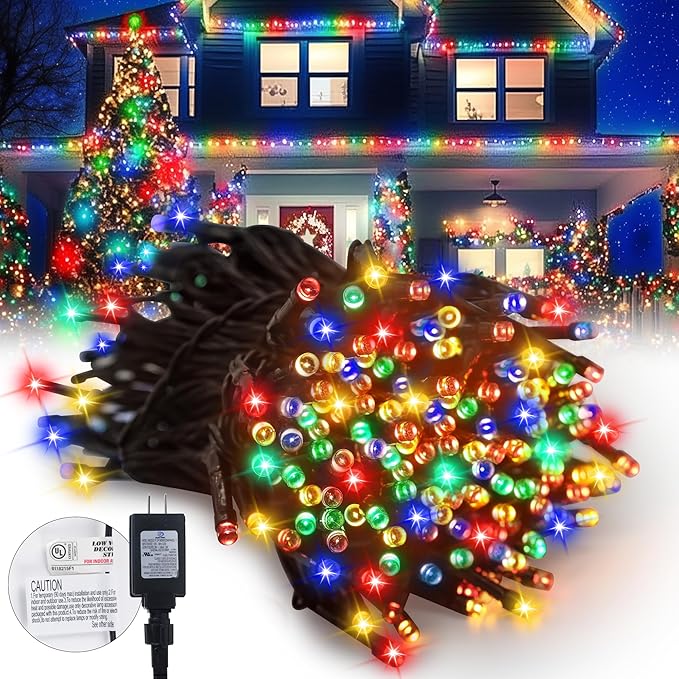 Kwaiffeo Multi Colored Christmas Lights, 100FT 300LED 8 Modes Connectable Colored Light for Xmas Tree Halloween Decorations Outdoor Indoor