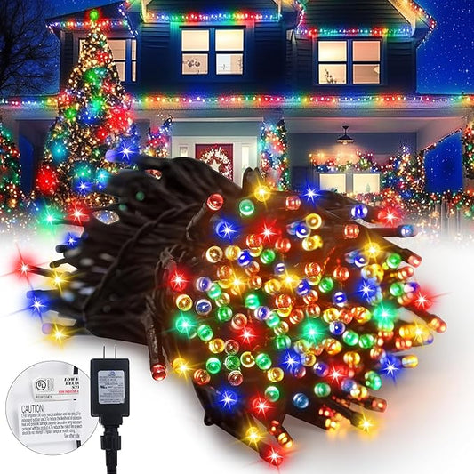 Kwaiffeo Multi Colored Christmas Lights, 100FT 300LED 8 Modes Connectable Colored Light for Xmas Tree Halloween Decorations Outdoor Indoor