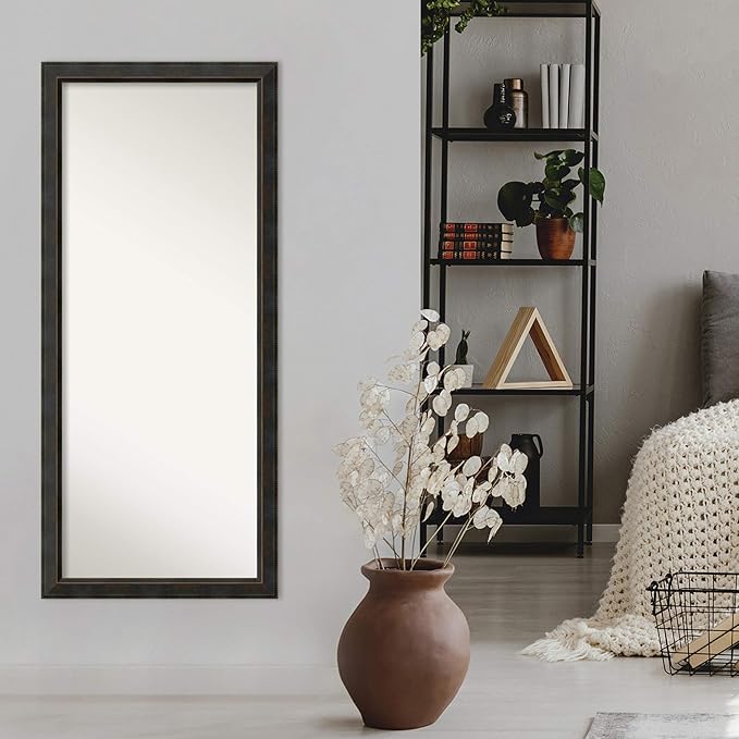 Amanti Art Bronze Full Length Mirror, 64x28 Signore Bronze Tall Free Standing Body Wall Mirror Full Length for Dressing, Traditional Wood Frame, Lean on Floor or Hang, Wall Decor