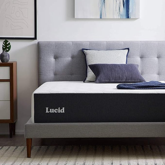 Lucid 14 Inch Memory Foam Mattress - Medium Plush Feel - Infused with Refreshing Bamboo Charcoal and Cooling Gel - Bed in a Box - Temperature Regulating - Pressure Relief - Breathable - Full Size