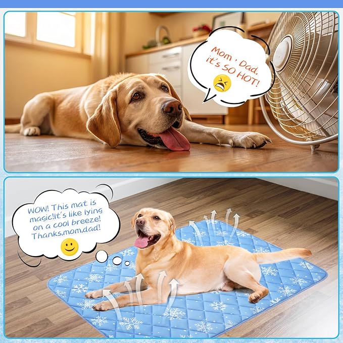 KOOLTAIL Dog Cooling Mat, 48''*28'' Upgraded Extra Large Cooling Pet Pad for Dogs Cats, Summer Dog Blanket Kennel with Non- Slip Bottom, Washable Mats for Bed Sofa Crate Playpen Outdoor Indoor