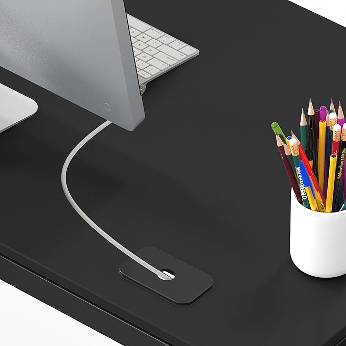 SHW 55 x 60 Inches Commercial-Grade L-Shape Corner Office Computer Desk, Black