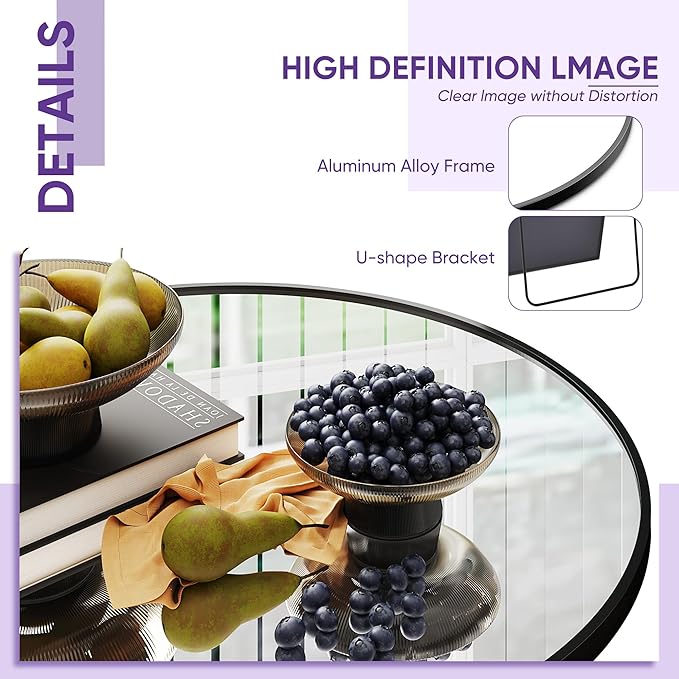 Full Length Mirror, 72"x44" Floor Mirror Freestanding, Oversized Floor Standing Mirror Full Body Mirrors with Stand for Bedroom, Hanging Mounted Mirrors for Living Room, Black, Arched