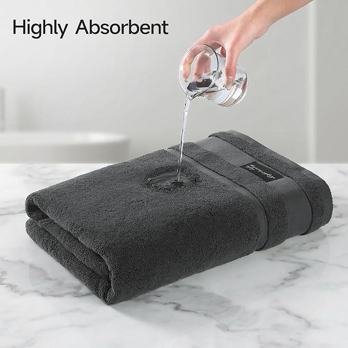 REDKISS 2 Pack Large Bath Towels Set, 100% Cotton, 31x63 in, Heavyweight 760G, Highly Absorbent & Quick Dry, Super Soft Luxury Towels for Bathroom,Hotel Collection - Deep Gray
