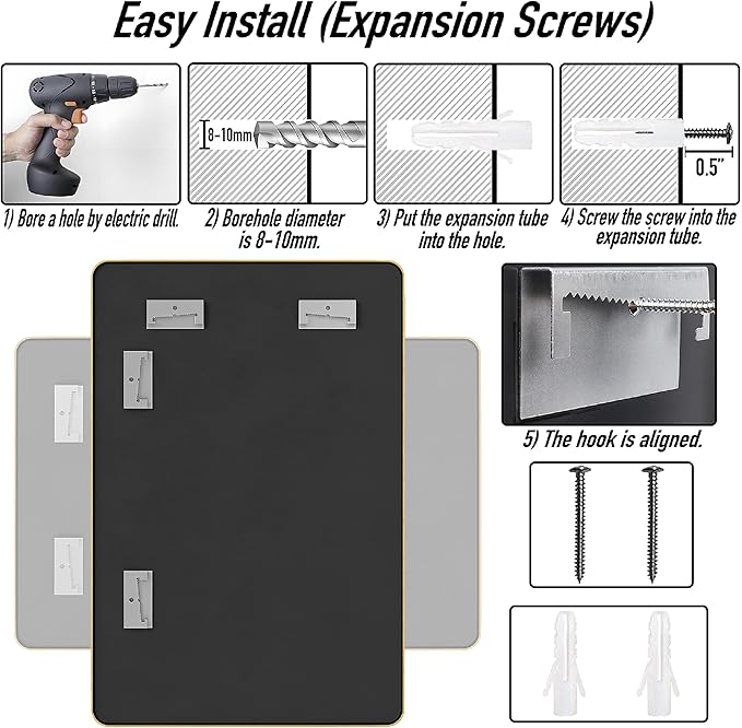24x36 Mirror Rectangle Full Length Wall Mounted or Against Wall Aluminum Alloy Metal Frame Dressing Mirrors for Entryway Bedroom Bathroom Living Room 36x24 inch Gold