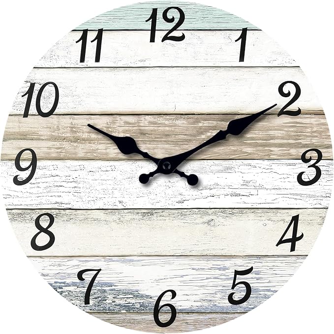 XNM Wood Extra Large Wall Clocks for Living Room Decor 24 Inch Nautical Grey Farmhouse Clock Battery Operated Silent Wall Clock Modern(MDF No Solid Wood)