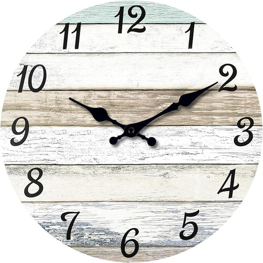 XNM Wood Extra Large Wall Clocks for Living Room Decor 24 Inch Nautical Grey Farmhouse Clock Battery Operated Silent Wall Clock Modern(MDF No Solid Wood)