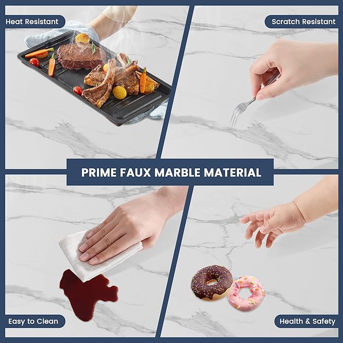 POVISON Marble Dining Table for 6, Modern Dining Room Table 71" for Kitchen & Dining Room, Luxury White Marble Table Top with Gold Trestle Pedestal(Dining Table Only)