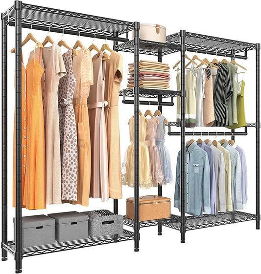VIPEK Classic V6 Medium Wire Garment Rack Heavy Duty Clothes Rack for Hanging Clothes, Metal Freestanding Closet Wardrobe Racks 59.8" L x 14.6" W x 76.4" H, Max Load 750lbs, Black