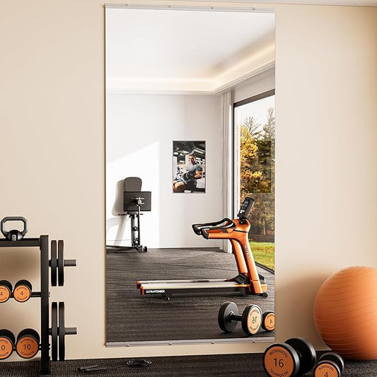 Keonjinn Home Gym Mirror, 84" x 42" Workout Mirrors for Home Gym, Frameless Tempered Glass, Full Body Wall Mirrors for Fitness Exercise, Yoga Room, Dance Studio, Garage