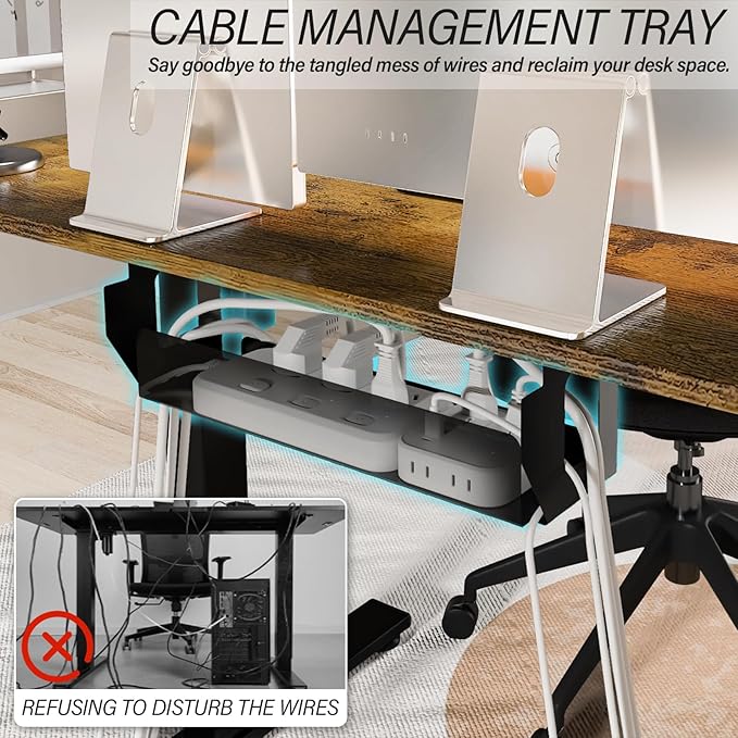 Kingant Standing Desk Height Adjustable Electric Stand Up Desks [48 x 24 Inch] - Ergonomic Sit Stand Desk Rising Desks for Home Office Computer Desk Stand Desk Workstation with Cable Management