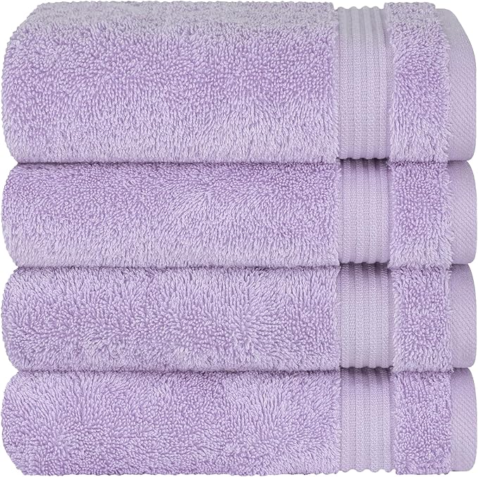 Cotton Paradise Hand Towels for Bathroom, 100% Cotton Turkish 4 Piece Hand Towel Set, Soft Absorbent Face Towels, Lilac Hand Towels