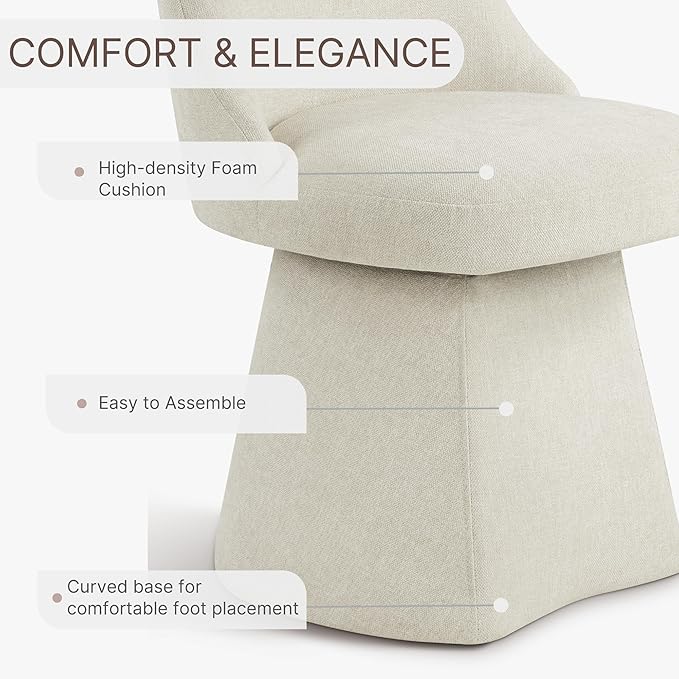 Swivel Dining Chairs Set of 4, Upholstered Mid Century Modern Deskchair with High Back, Linen Fabric Kitchen Chairs for Dining Room, Bedroom, Dressing Room, Linen