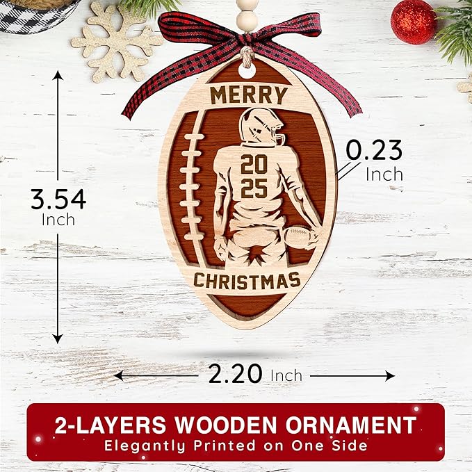 Football Player Ornament - Fantastic Football Ornament for Christmas Tree, Unique Christmas Ornaments 2025 for Sports Fans, Fun Gift for Fantasy Football Enthusiasts, Festive Sports-Themed Decor