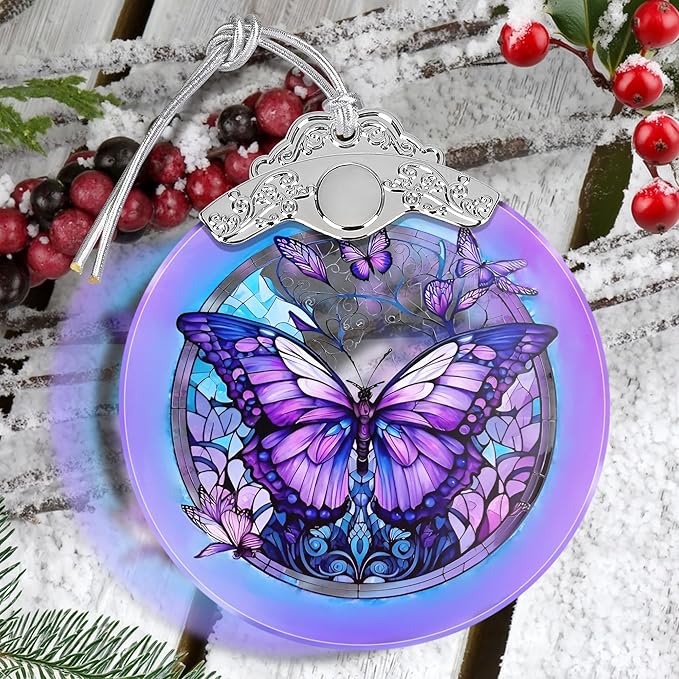 Butterfly Stained Glass Christmas Ornament - Tree Decoration Idea