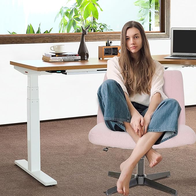 FDW Criss Cross Chair Armless Cross Legged Office Desk Chair Adjustable Swivel Ergonomic Gaming Chair No Wheels Backrest with Wide Seat Native Sponge Computer Task Vanity Chair for Home Office,Pink