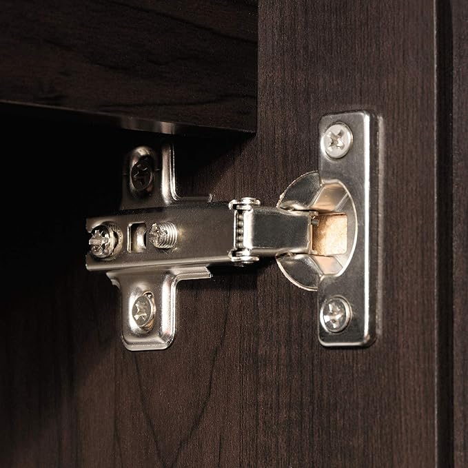 Sauder Select Multipurpose Bedroom Armoire Wardrobe Closet Pantry Storage Cabinet with Storage Drawers and Hanging Rail, in Cinnamon Cherry