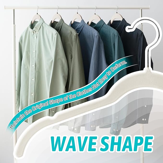 Premium Velvet Shirt Hangers 30 Pack, Non-Slip 360° Swivel Hook Slim Flocked Coat Hanger, Space Saving Felt Hanger for for Tank Top, Blouses, Strappy Dresses
