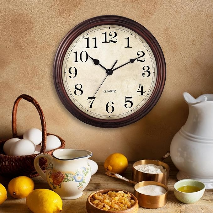 HYLANDA Wall Clock, Bronze Silent Non Ticking Battery Operated Clocks, Decorative for Living Room, Bedrooms, Kitchen, Office (14 inch)