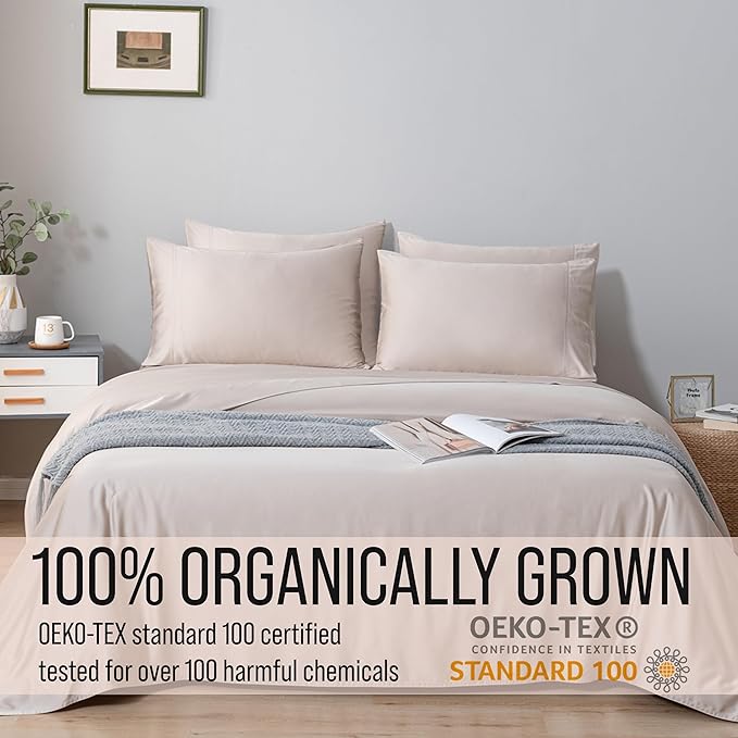 Bella Coterie 6 Piece Luxury Bamboo Viscose King Size Sheet Set | 100% Organically Grown | Cooling for Hot Sleepers | 18" Deep Pocket | Soft & Hypoallergenic | 4 Pillowcases [Dune]