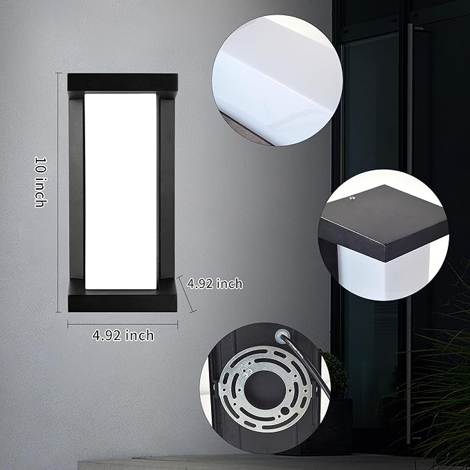 Wrasse Outdoor Wall Sconce 2000 Lumen 20W Wall Proch Light Fixtures 3000K Black Modern Exterior Sconces Lighting for House Outside Wall Mount Front Door