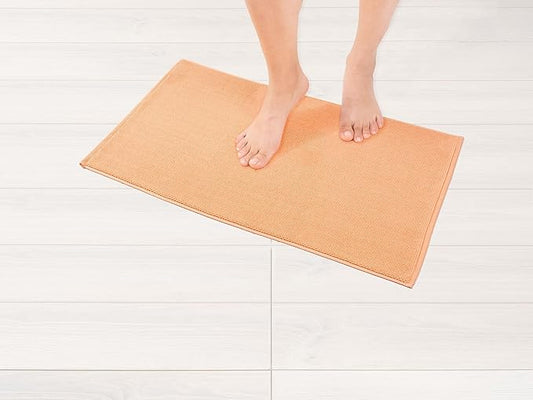 American Soft Linen Bath Rug, 17 in 24 in 100% Cotton Bath Mats Rugs for Bathroom, Slip Reducer Washable Shaggy Form Area Rugs, Malibu Bath Rug