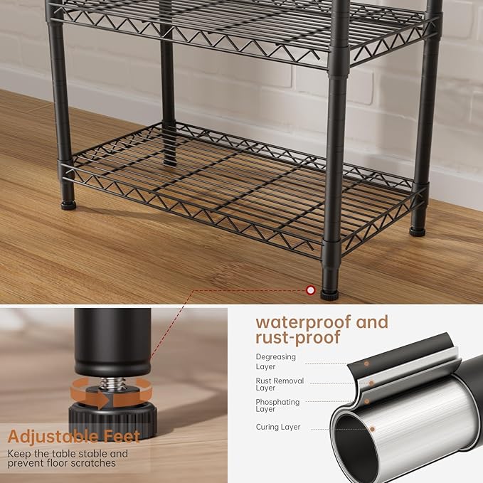 SINGAYE 6 Garage Heavy Duty Shelving Unit Kitchen Pantry Close Home Organizers and Storage Bathroom Shelf Laundry Room Organization Industrial Book Metal Wire Adjustable Shelves