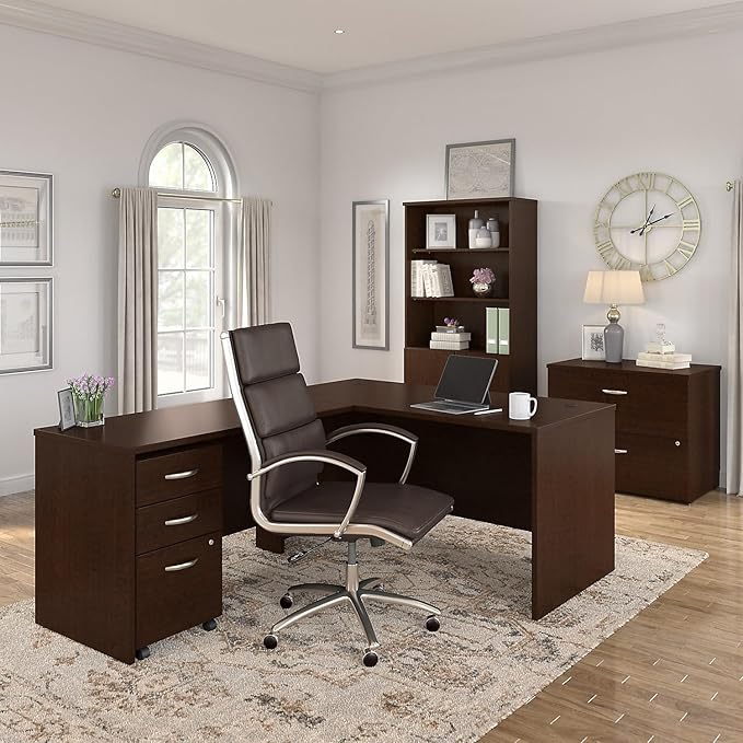 Bush Business Furniture Series C 60W Office Desk in Mocha Cherry, Large Computer Table for Home and Professional Workplace