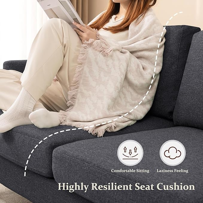 Loveseat Sofa 56" Mid Century Modern Small Couches for Small Spaces Love Seat with 2-Seat Upholstered Cushion Sofa Couches for Bedroom, Living Room, Apartment (Dark Grey)